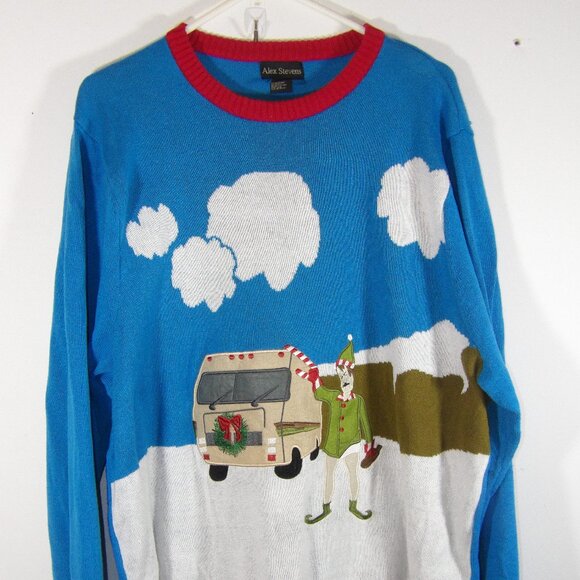 Alex Stevens Man with RV Camper Ugly Christmas Sweater Unisex Adult XXL - Picture 1 of 5